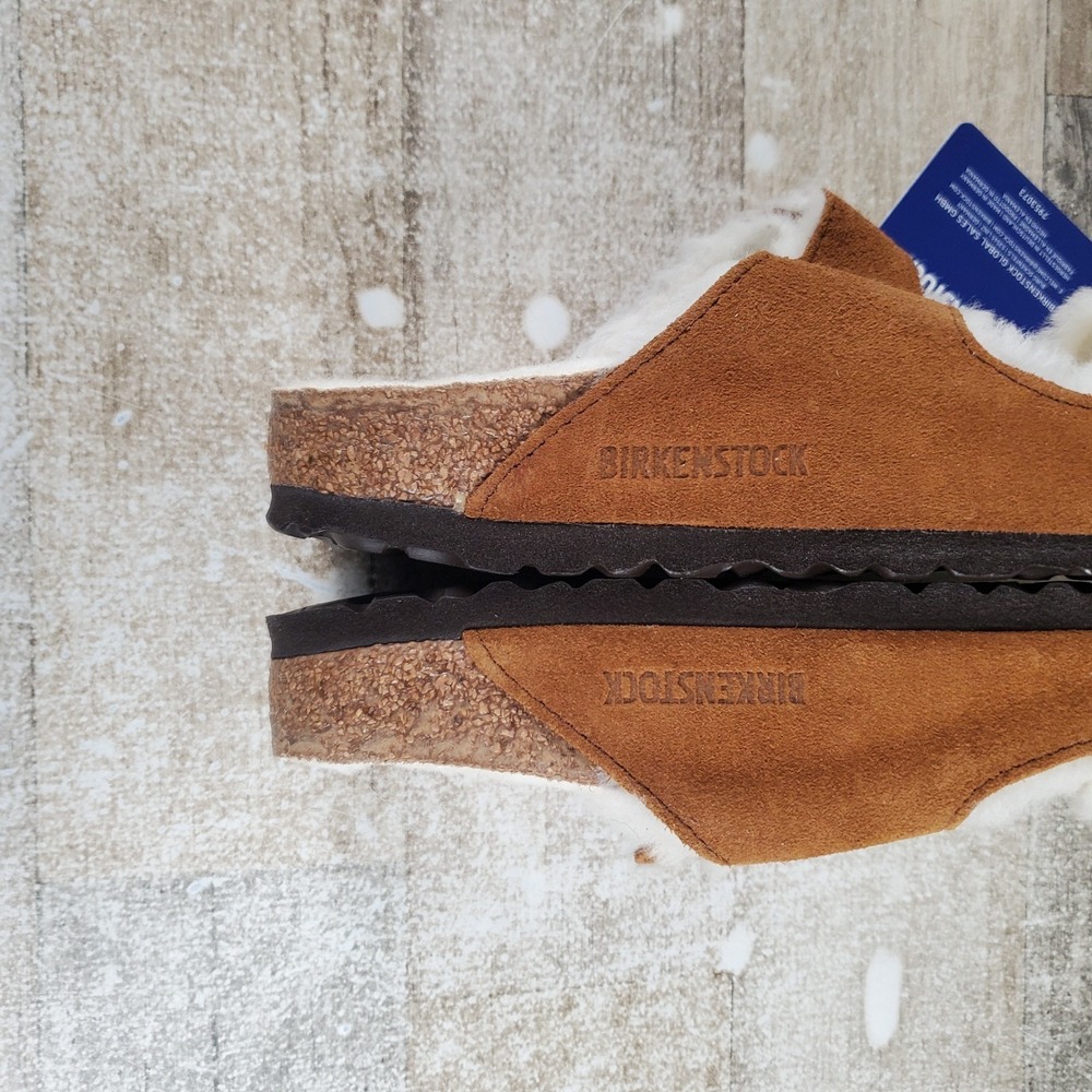 Birkenstock Arizona Womens Slides Sandals Sz 5 Narrow Mink Shearling Suede - Picture 6 of 12